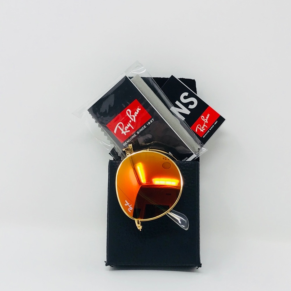 RayBan 49mm RB3532 Orange Folding Round Sunglasses
